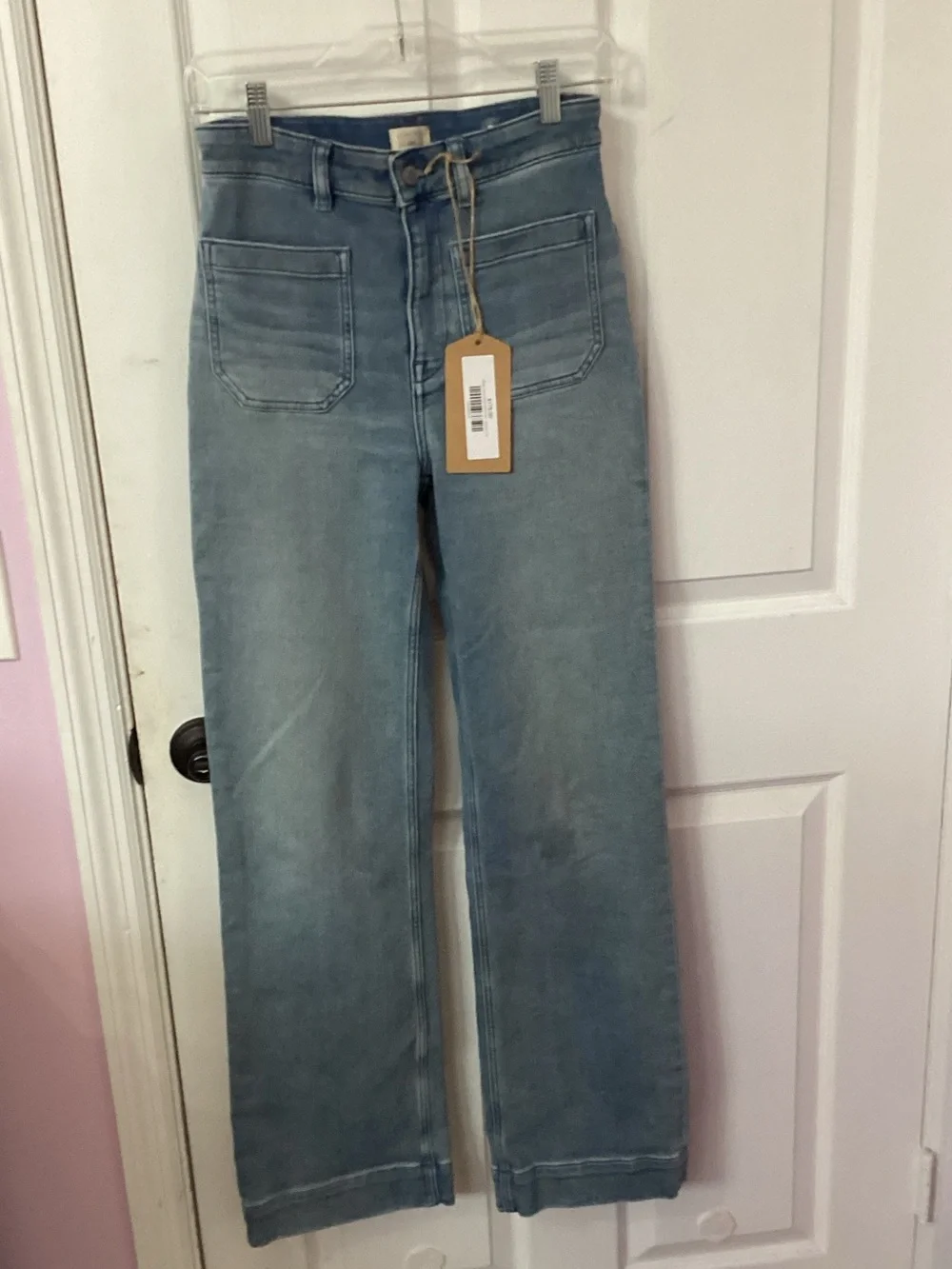 Faherty Light Blue High-Rise Wide-Leg Stretch Terry in Riverton